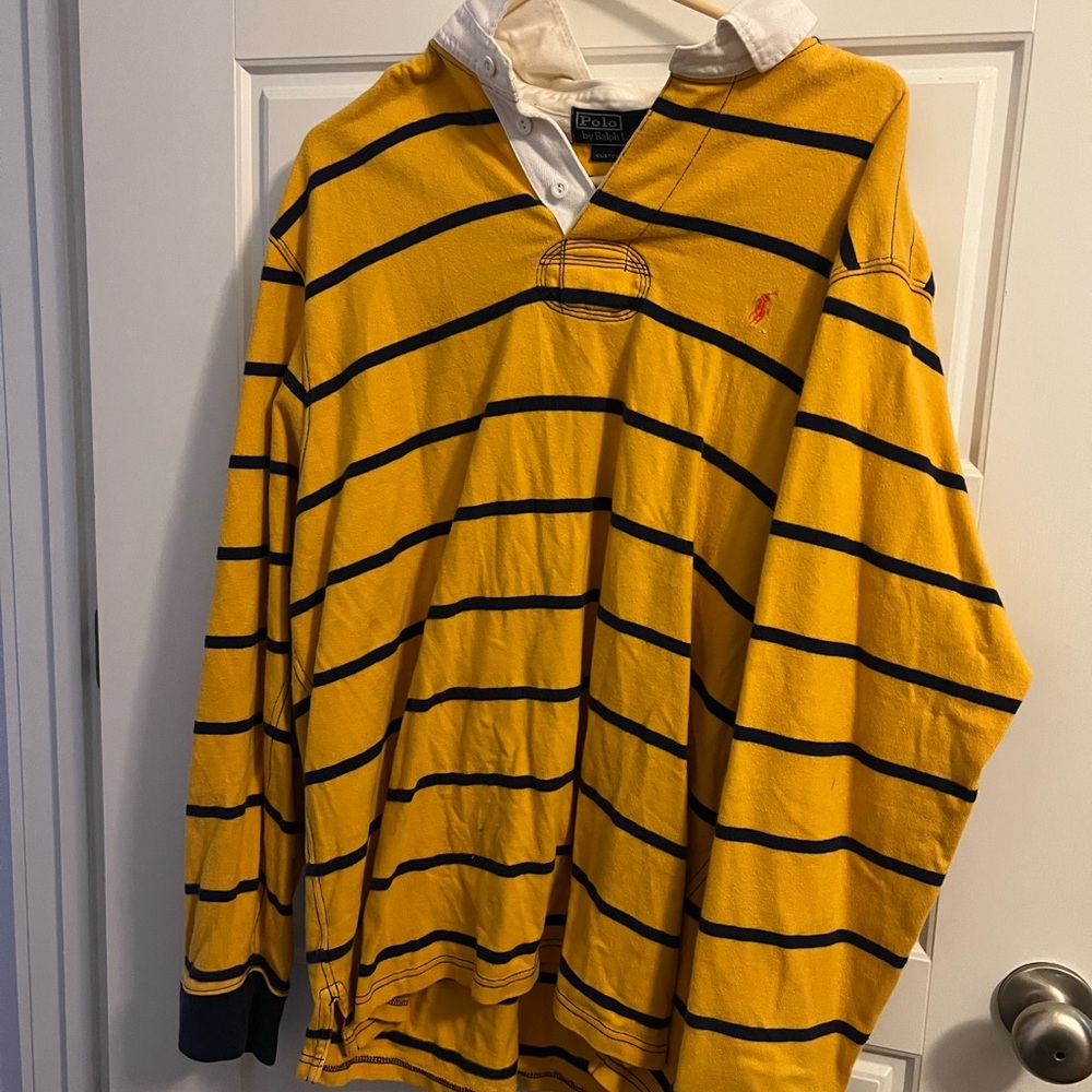 Ralph Lauren Yellow and Black Striped Men's Sweater
